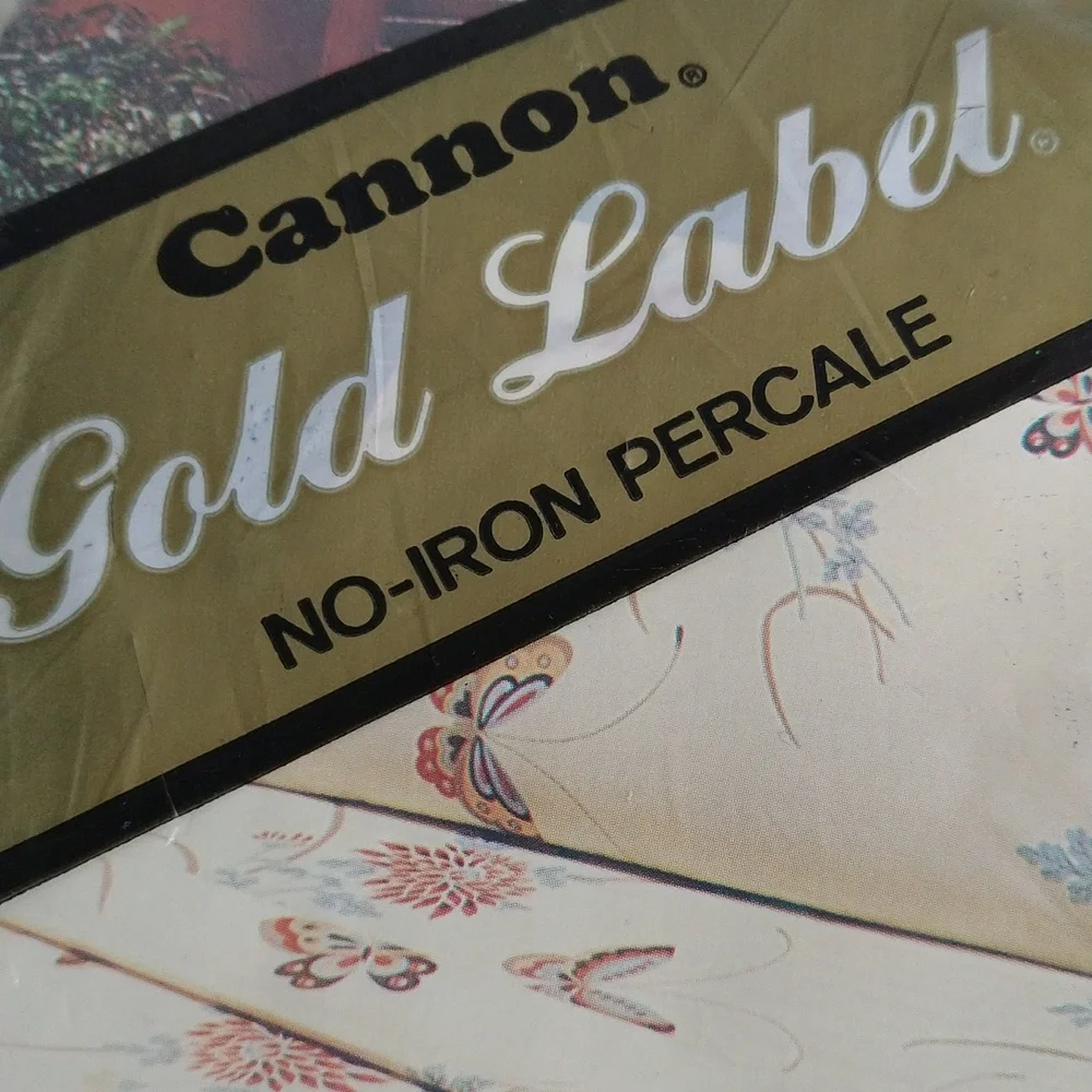 Cannon Twin Flat Bed Sheet Gold Label Butterflies Blue Mid Century Precale MCM